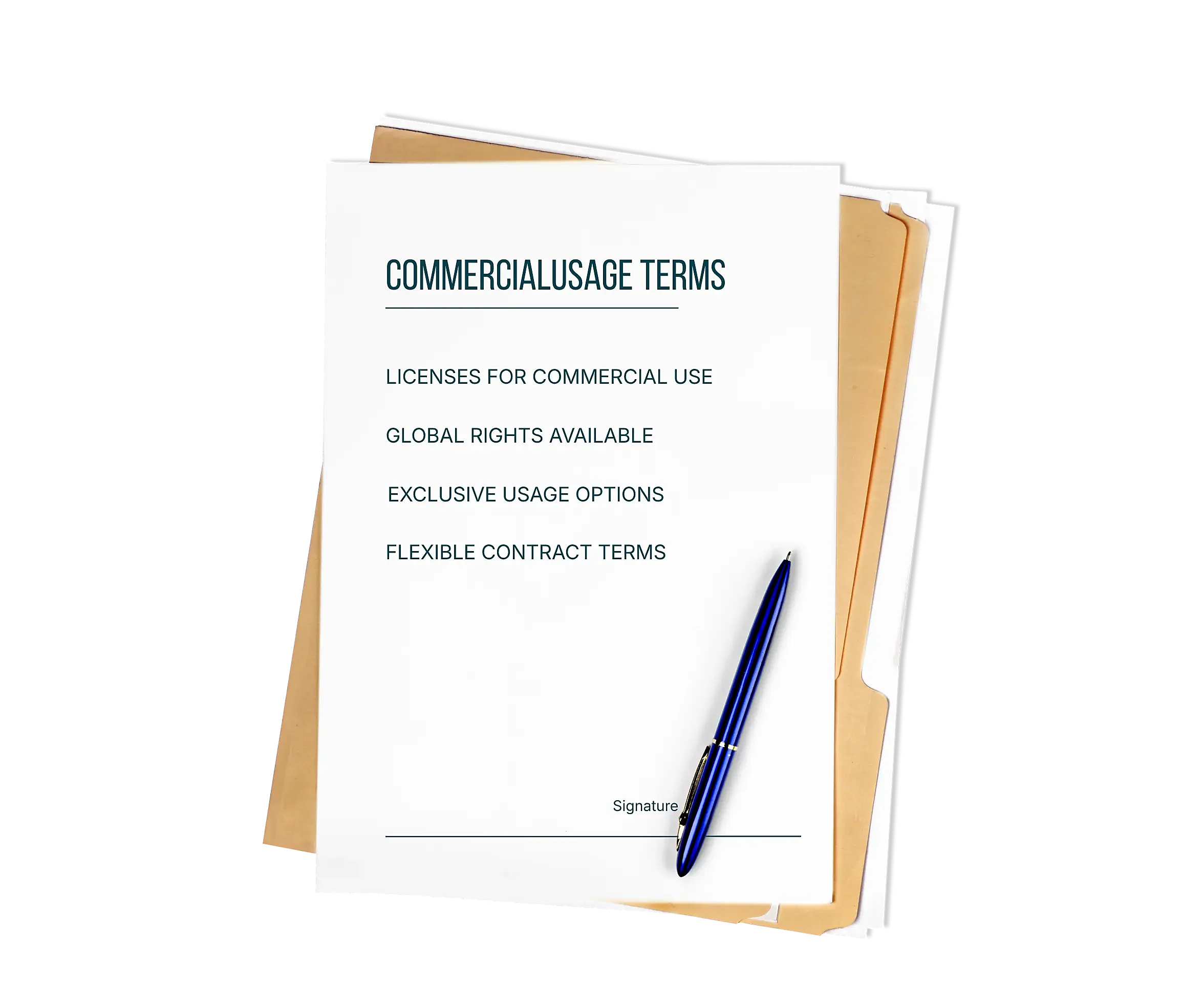 The commercial usage terms, signed