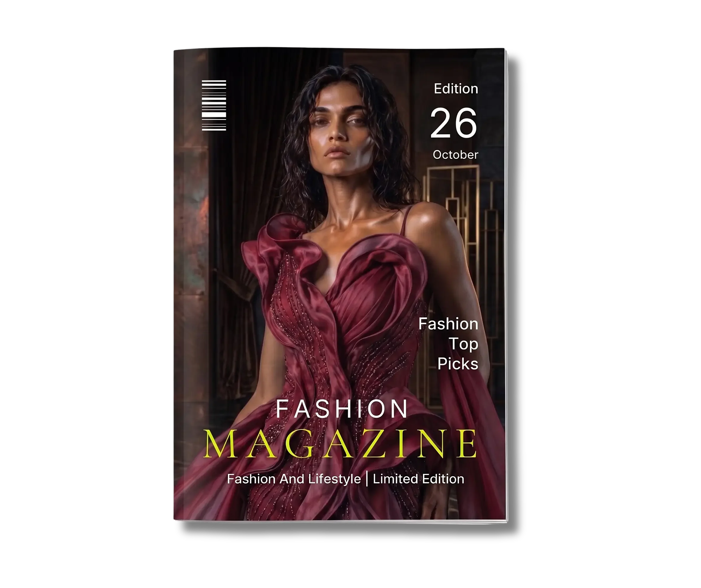 Elara on the cover of a fashion magazine