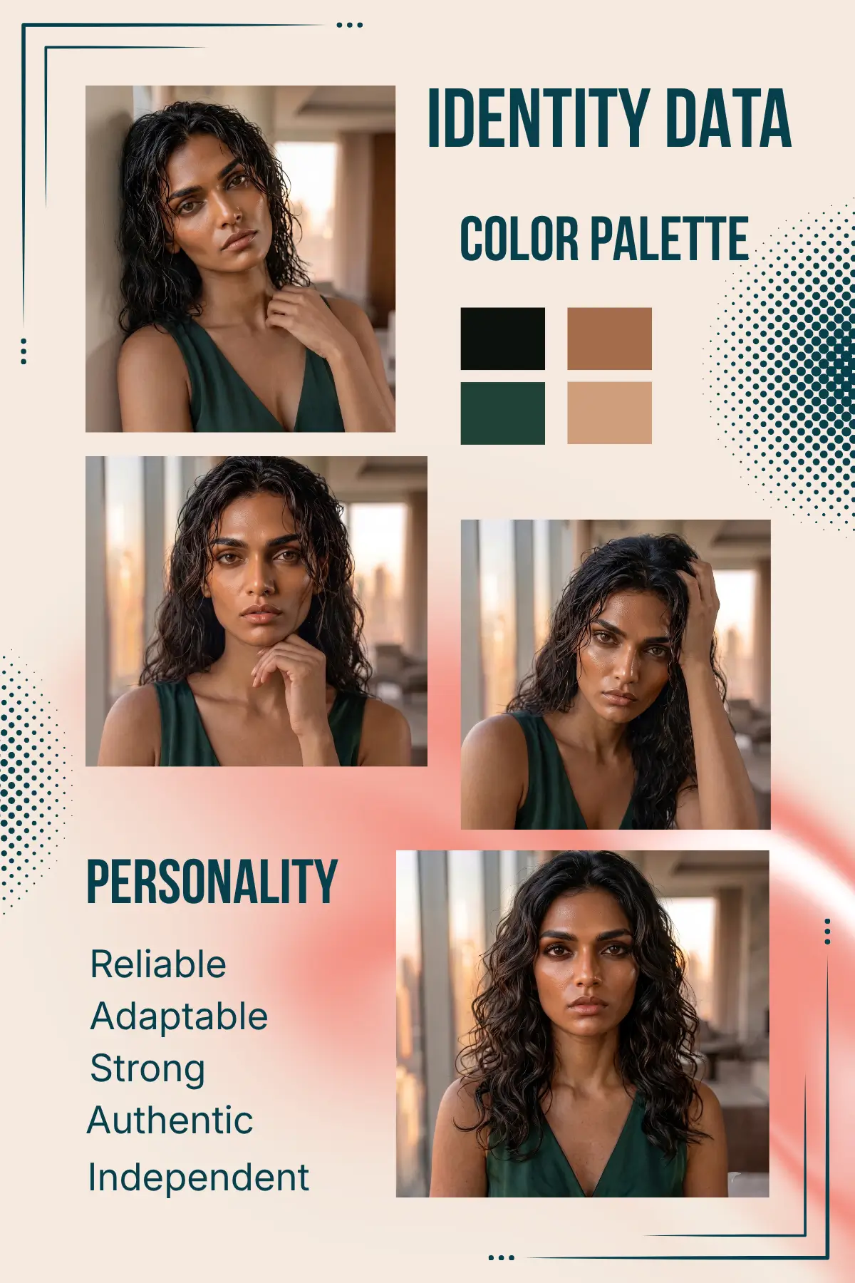 Identity data and colour palette
